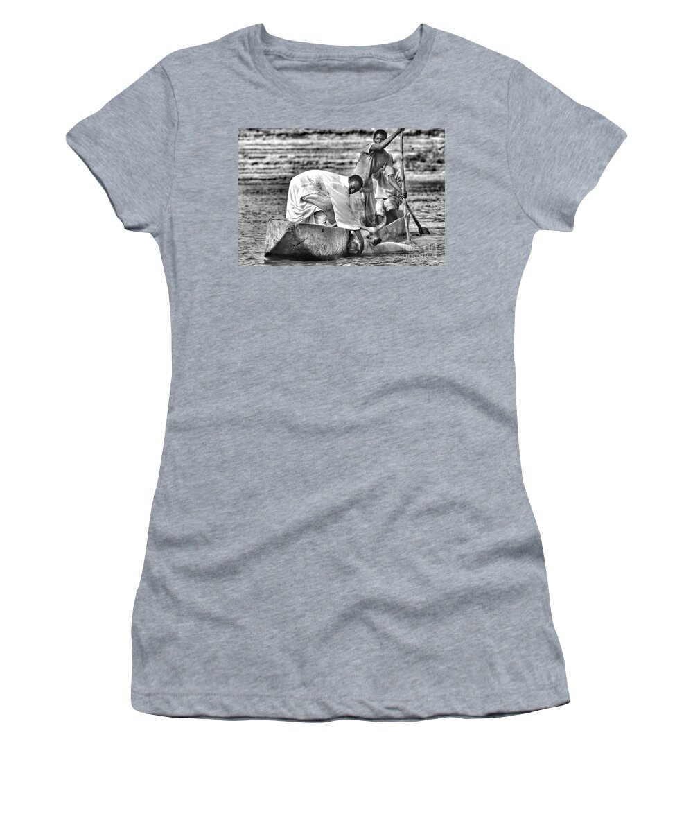 Africa Women's T-Shirt featuring the photograph Boat and Cow by HELGE Art Gallery