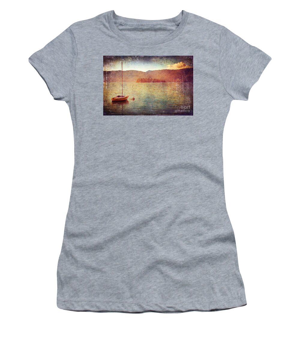 Italy Women's T-Shirt featuring the photograph Boat on Lake Maggiore by Silvia Ganora