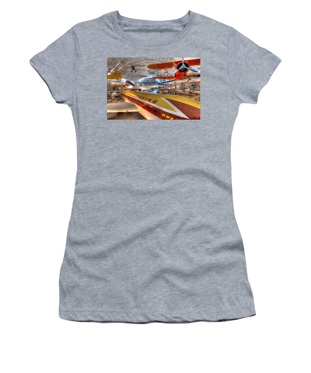 Boeing Aviation Women's T-Shirt featuring the photograph Boeing Aviation Hanger by Tim Stanley