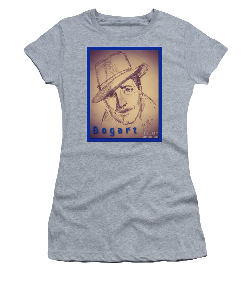 Bogart Women's T-Shirt featuring the drawing Bogart by Joan-Violet Stretch