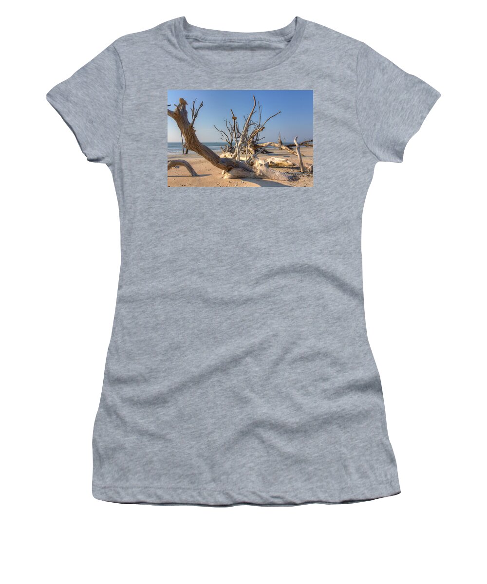 Botany Bay Plantation Women's T-Shirt featuring the photograph Boneyard Beach by Patricia Schaefer
