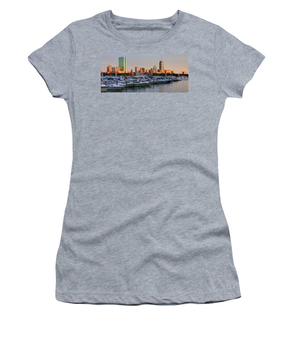 Boston Women's T-Shirt featuring the photograph Boston skyline Sunset on the Charles by Joann Vitali