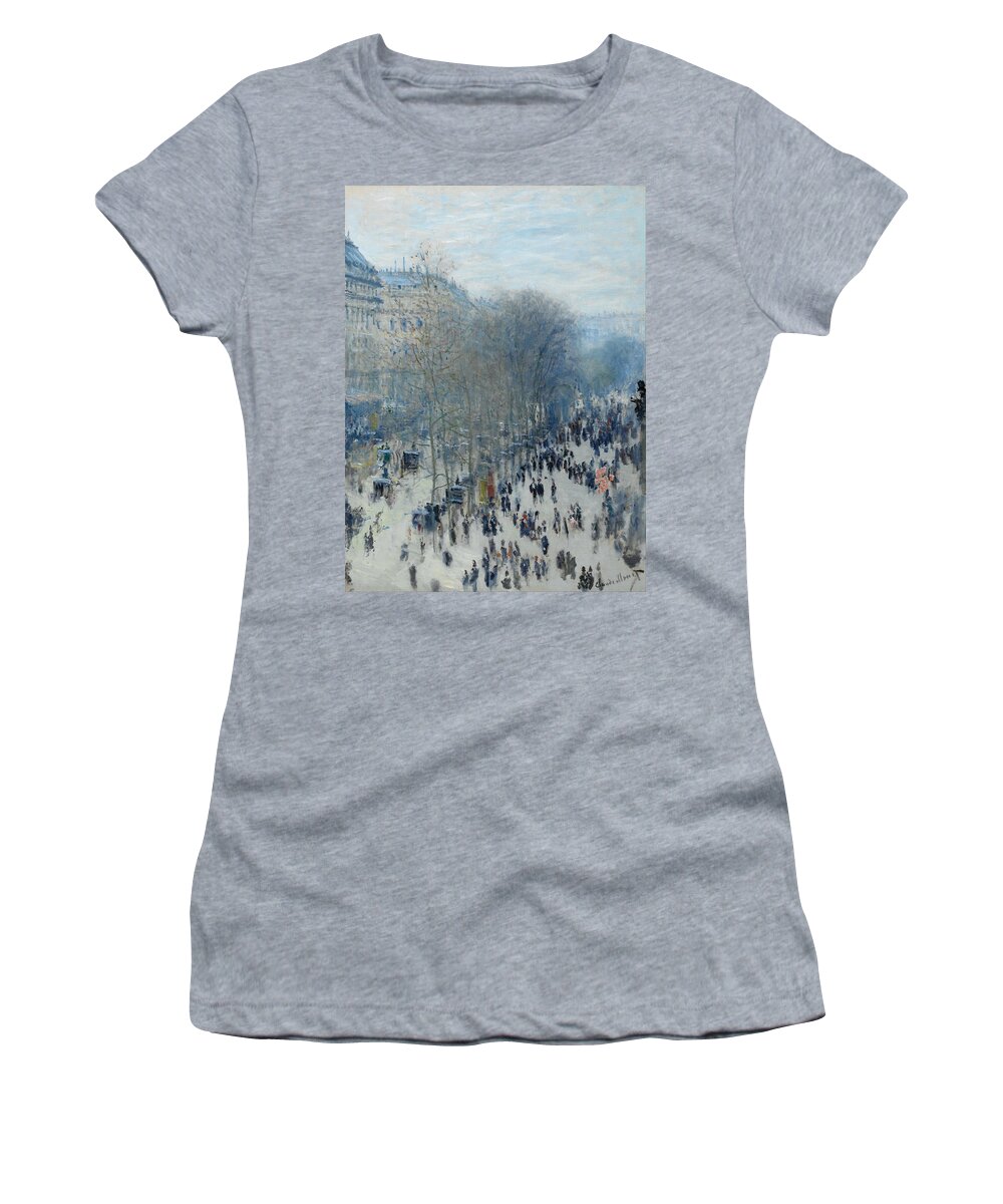 Monet Women's T-Shirt featuring the painting Boulevard Des Capucines by Claude Monet