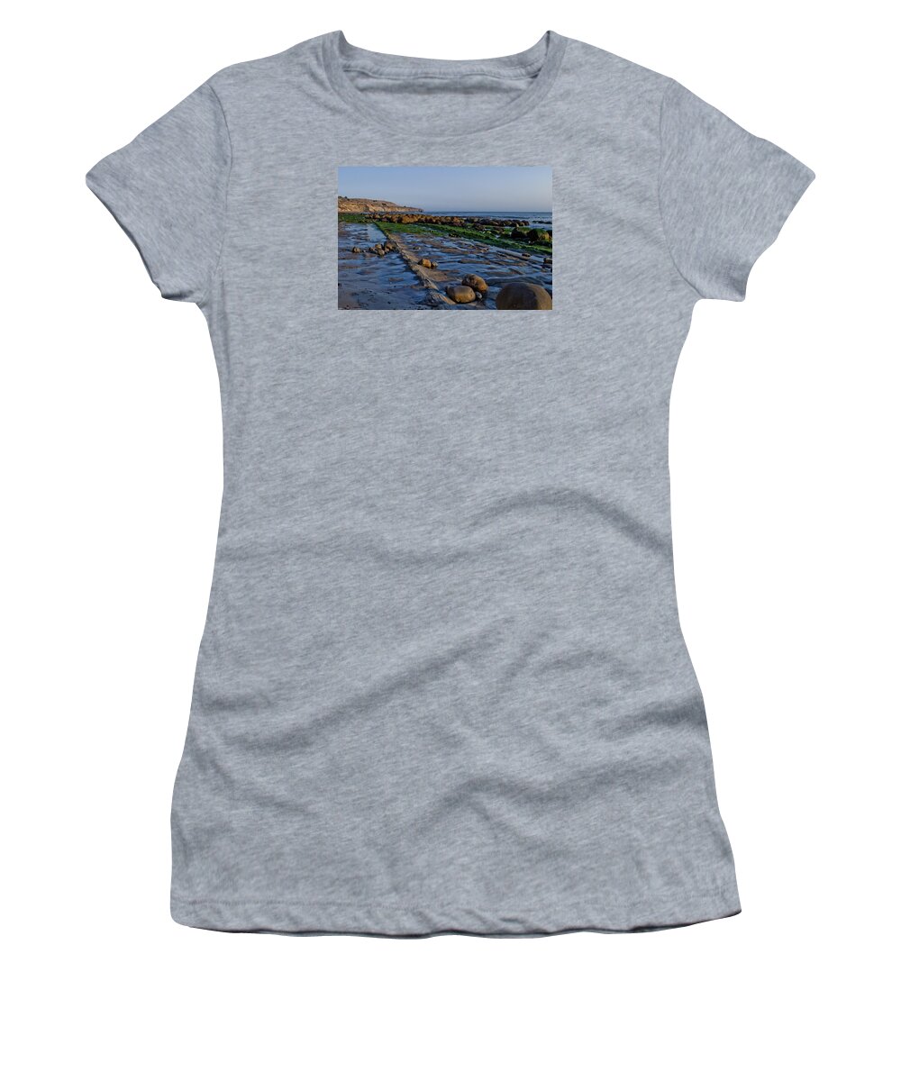 Patricia Sanders Women's T-Shirt featuring the photograph Bowling Ball Beach 01 by Her Arts Desire