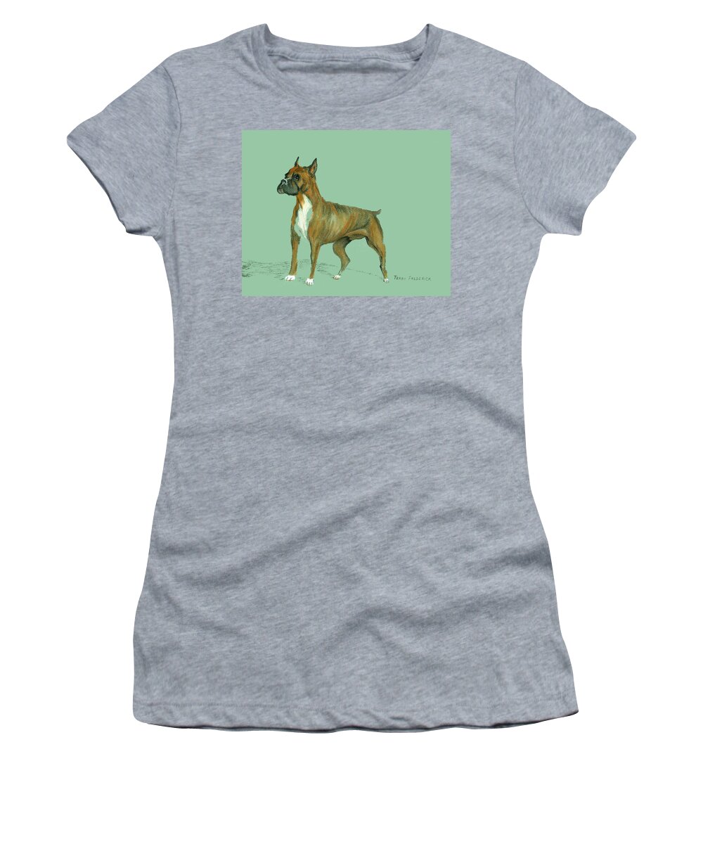 Dog Women's T-Shirt featuring the pastel Boxer by Terry Frederick