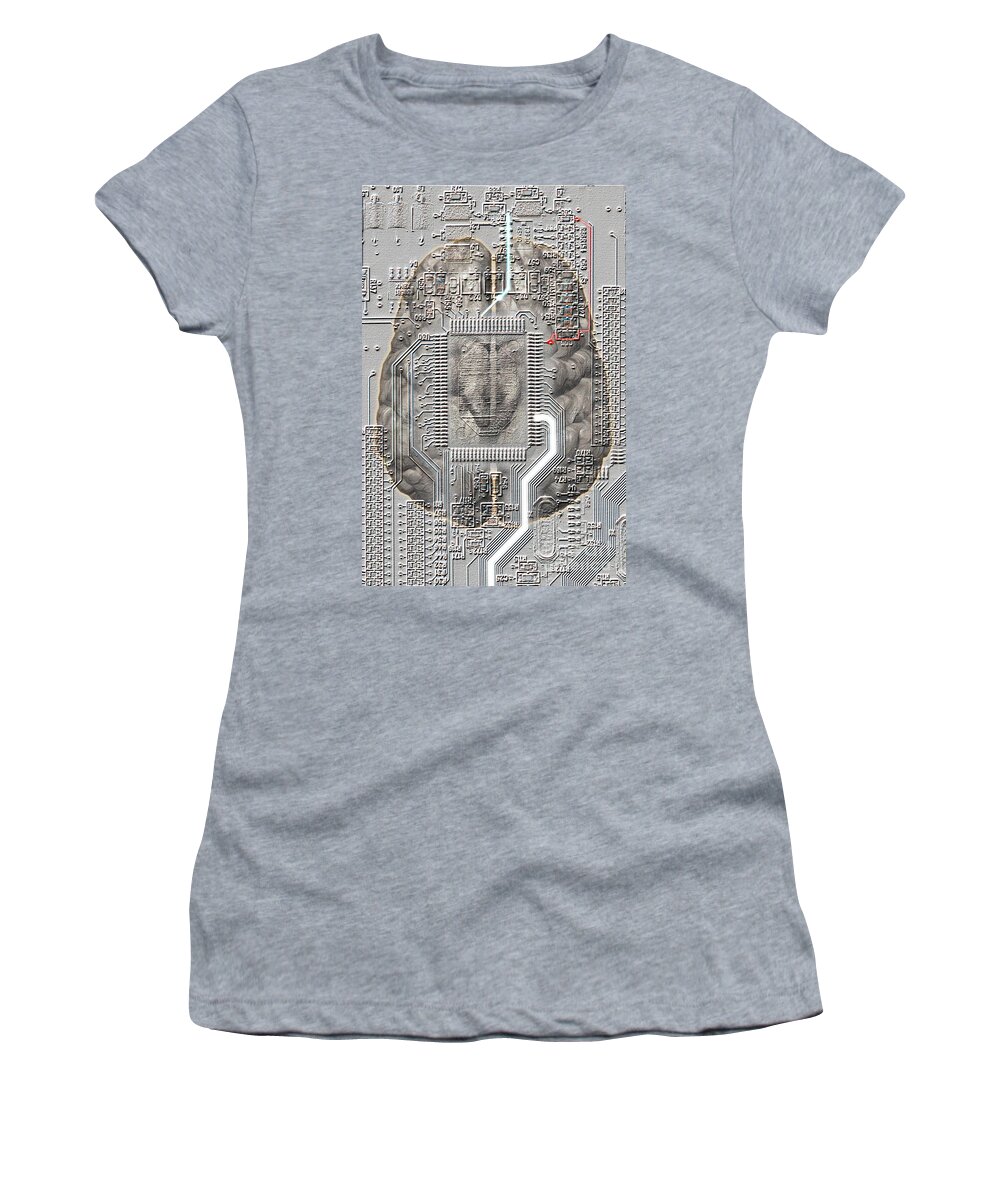 Brain-computer Interface Women's T-Shirt featuring the photograph Brain Circuit by Mike Agliolo