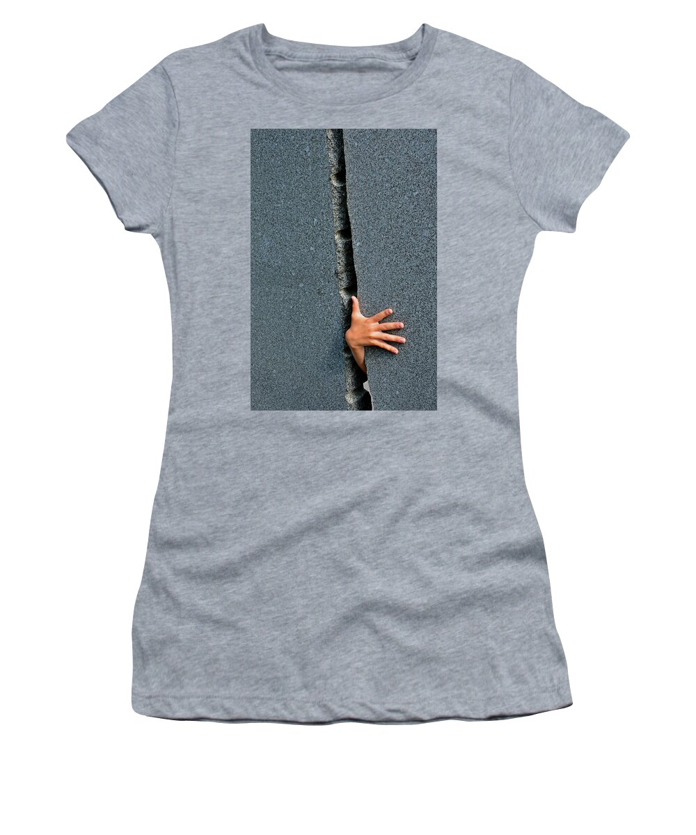 Hand Women's T-Shirt featuring the photograph Breakthrough by Andreas Berthold