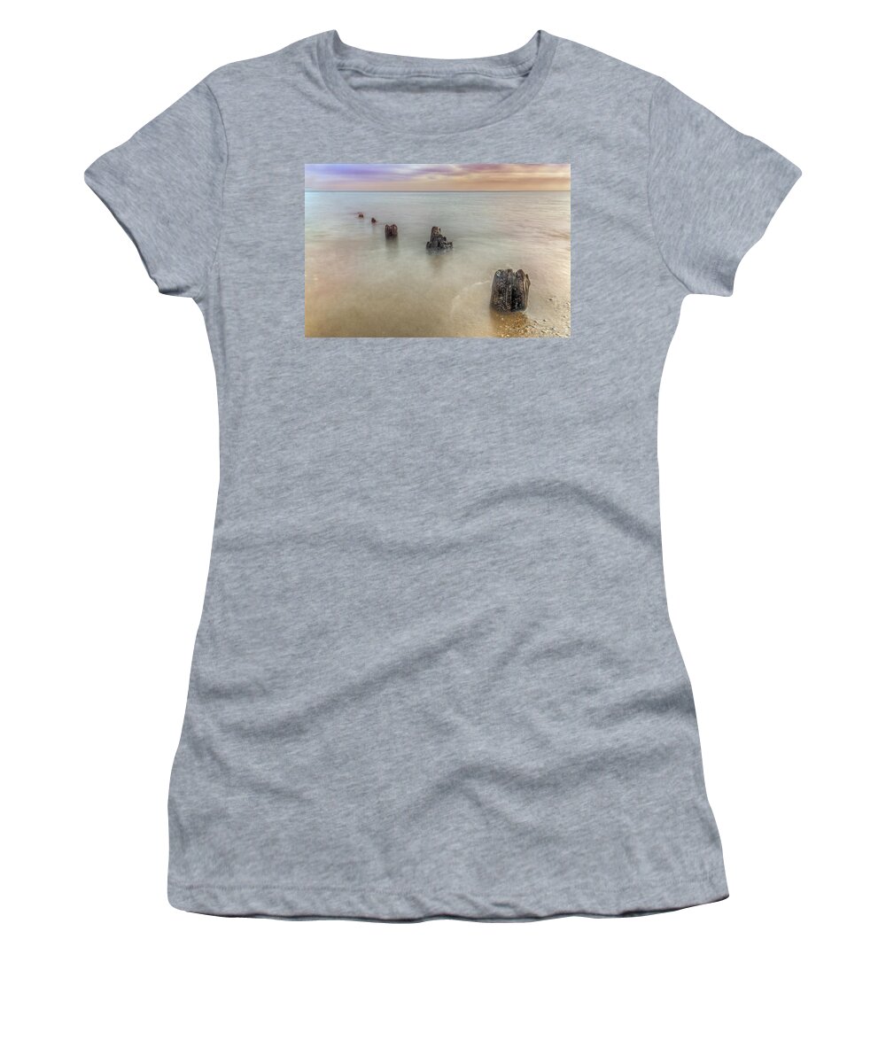 Lake Michigan Women's T-Shirt featuring the photograph Breakwater by Peter Lakomy