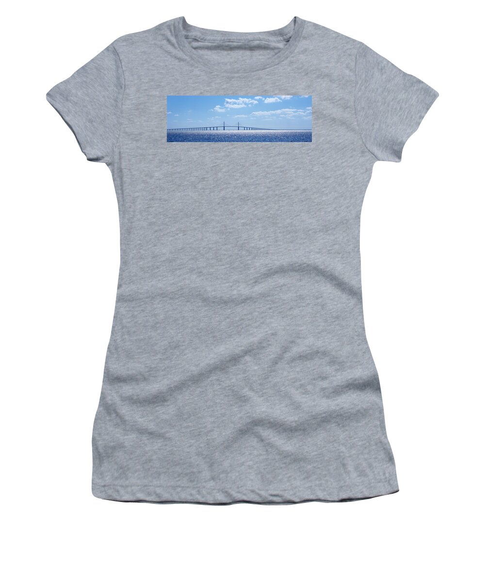 Photography Women's T-Shirt featuring the photograph Bridge Across A Bay, Sunshine Skyway by Panoramic Images