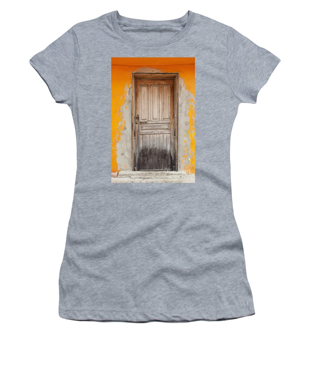 Bad Condition Women's T-Shirt featuring the photograph Brightly Colored Door And Wall by Bryan Mullennix
