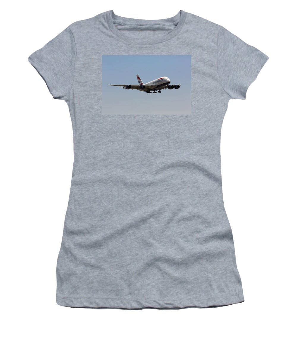 A-380 Women's T-Shirt featuring the photograph British Airways A380 by John Daly