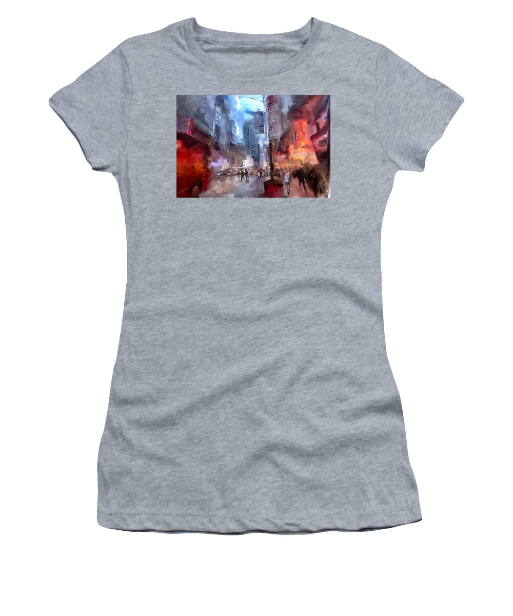 Evie Women's T-Shirt featuring the photograph Broadway Nights by Evie Carrier