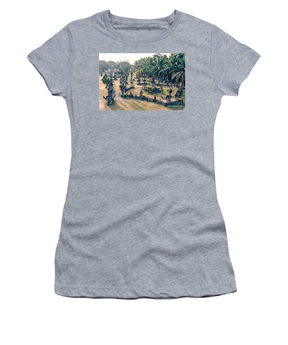 Buddha Park Women's T-Shirt featuring the photograph Buddha park near Vientiane - Laos by Matteo Colombo