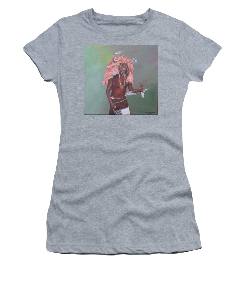Buffalo Women's T-Shirt featuring the painting Buffalo Dancer by Ashley Goforth