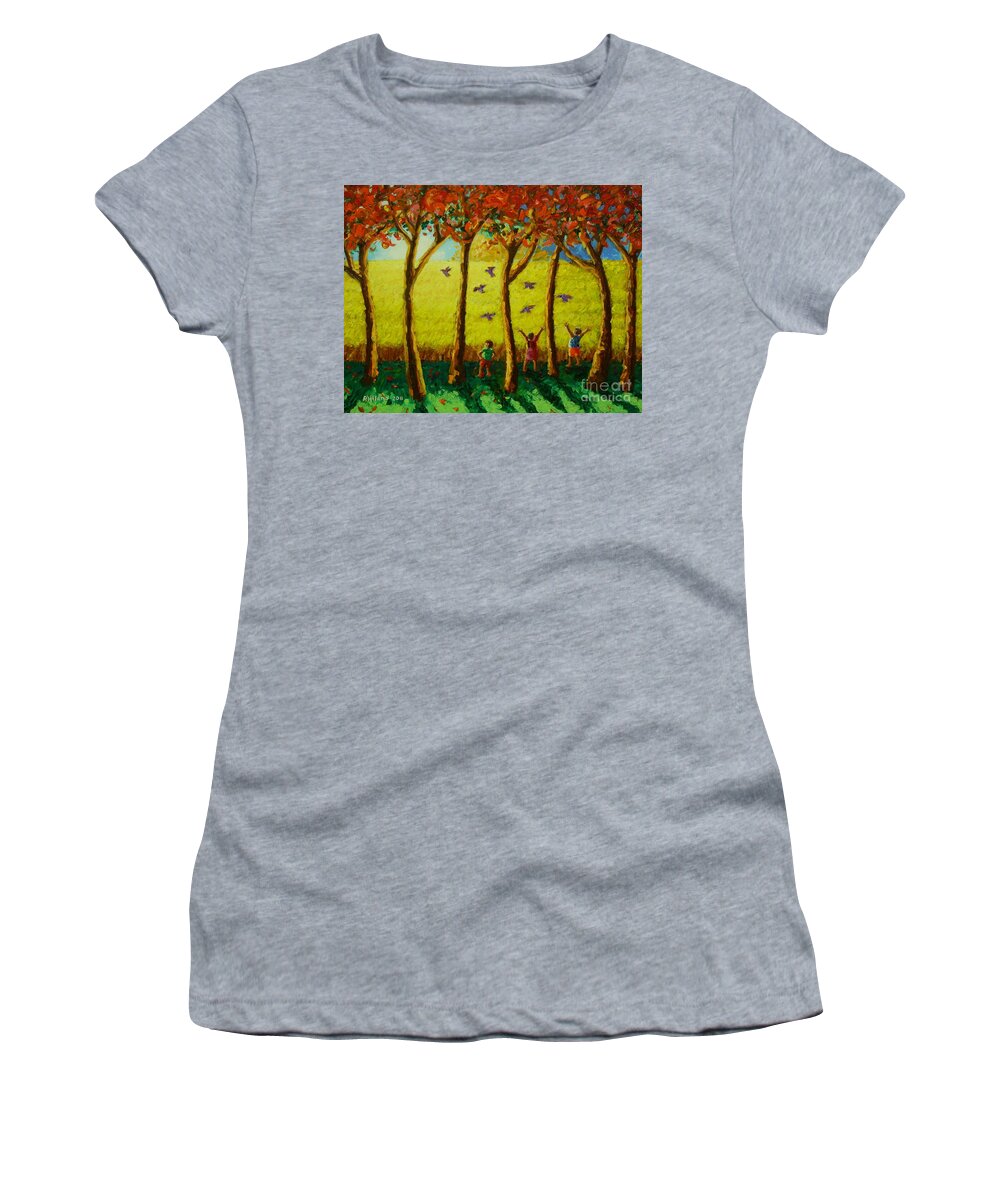 Rice Fields Women's T-Shirt featuring the painting Bugaw by Paul Hilario