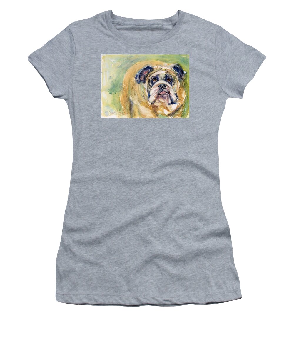 Dog Women's T-Shirt featuring the painting Bulldog by Judith Levins