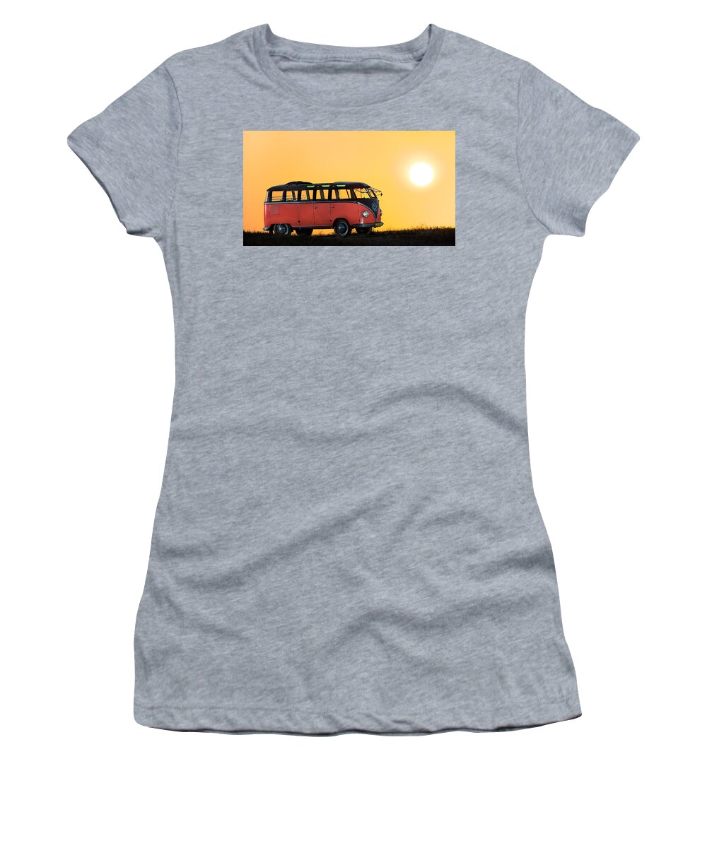 23 Window Women's T-Shirt featuring the photograph Bus at Sunset by Richard Kimbrough