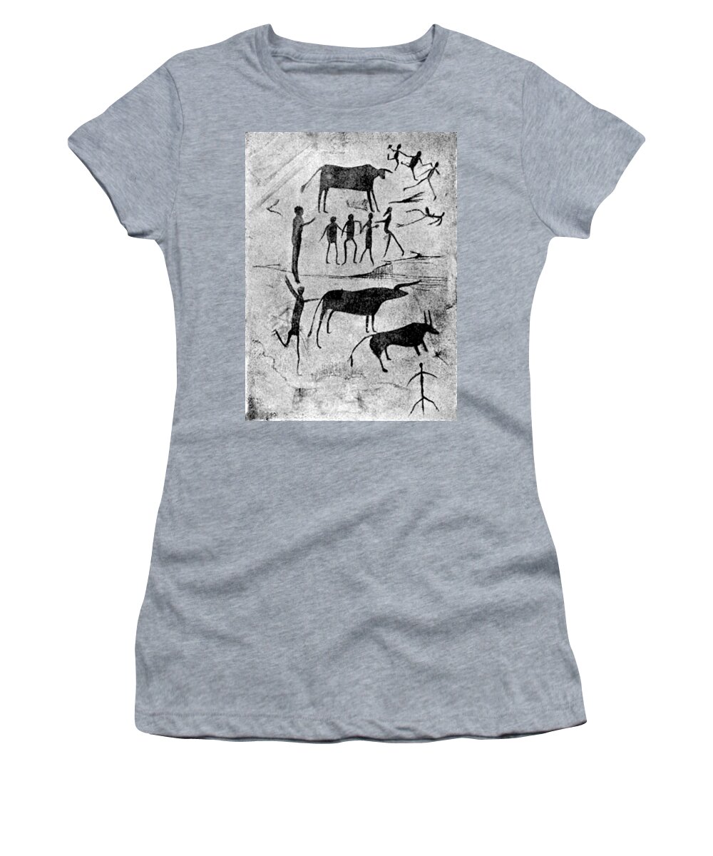 Chirography Women's T-Shirt featuring the painting Bushmen Rock Art Paintings by Science Source