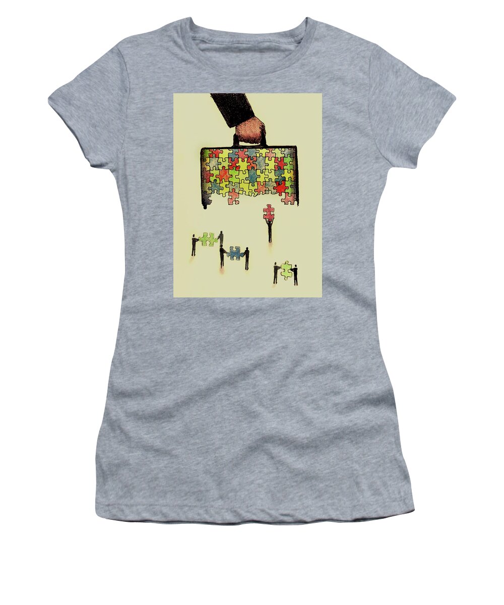 Adult Women's T-Shirt featuring the photograph Business People Working Together by Ikon Ikon Images