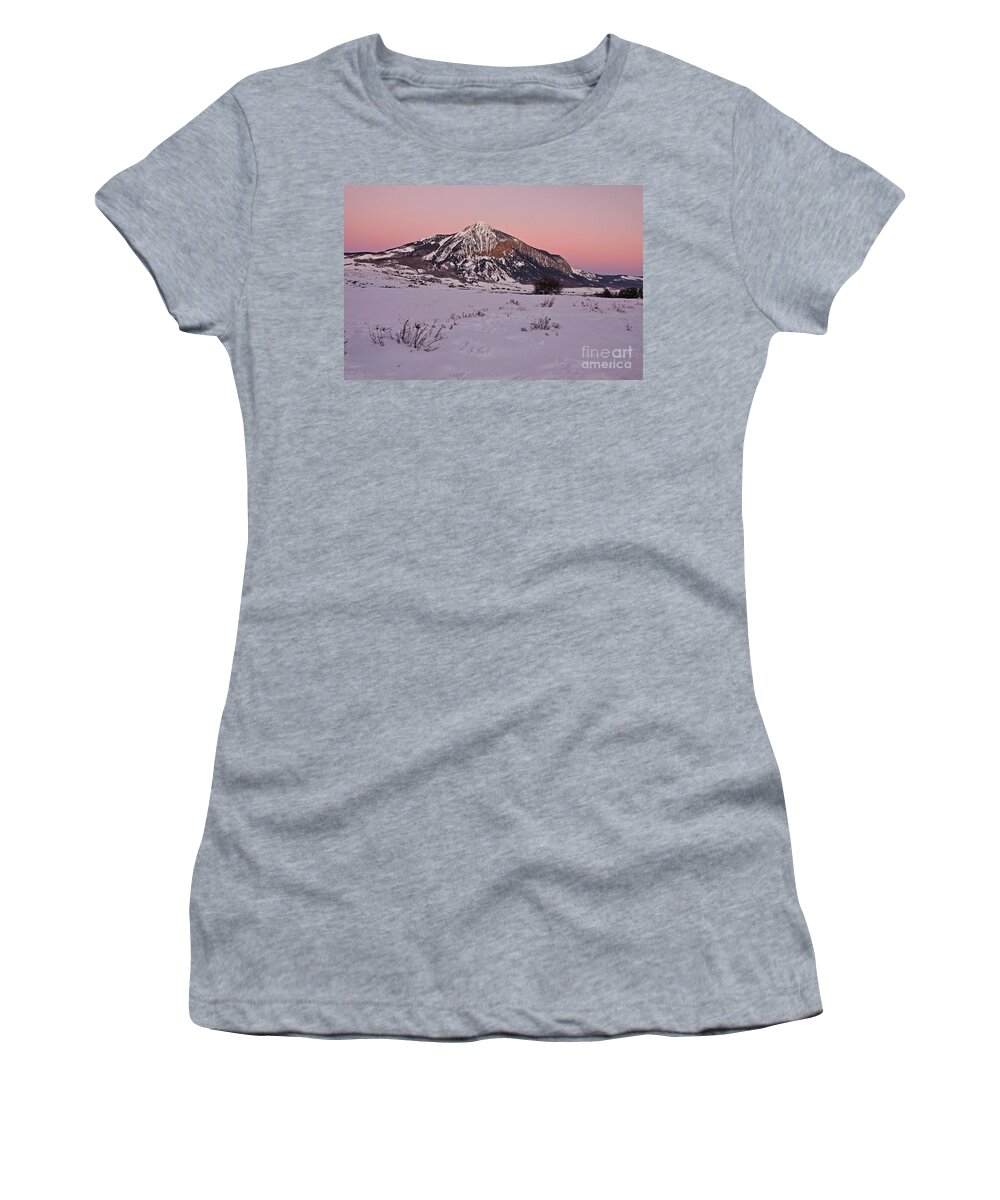Crested Butte Women's T-Shirt featuring the photograph Butte's Winter Glow by Kelly Black
