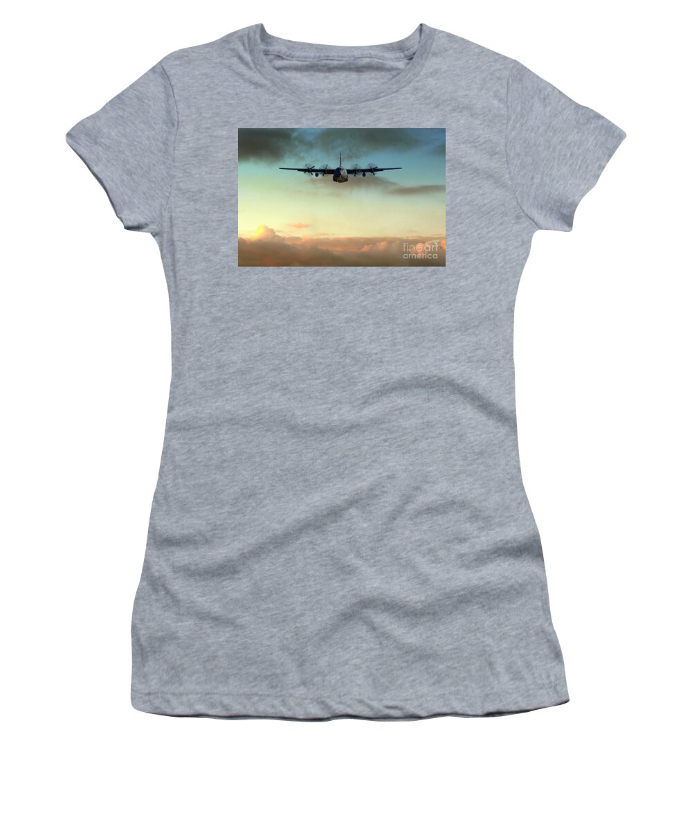 C130 Women's T-Shirt featuring the digital art C-130E Inbound by Airpower Art