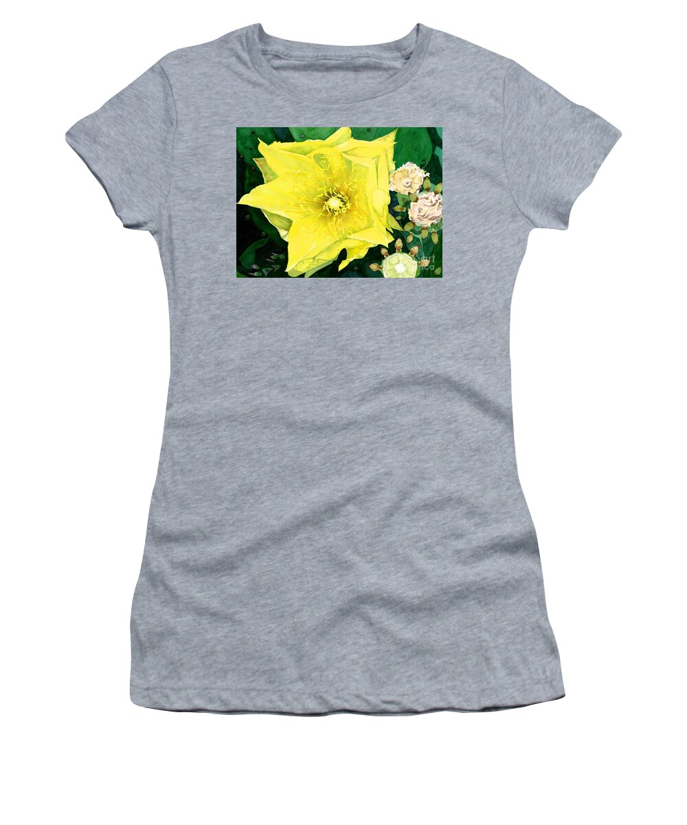 Flower Women's T-Shirt featuring the painting Cactus Flower by Barbara Jewell