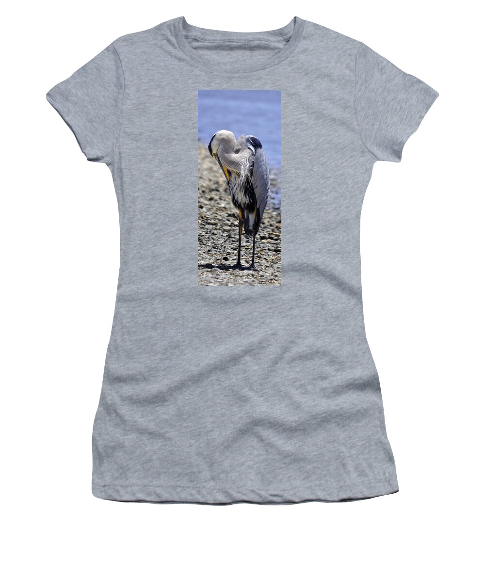 Heron Women's T-Shirt featuring the photograph Camera Shy Heron by DigiArt Diaries by Vicky B Fuller