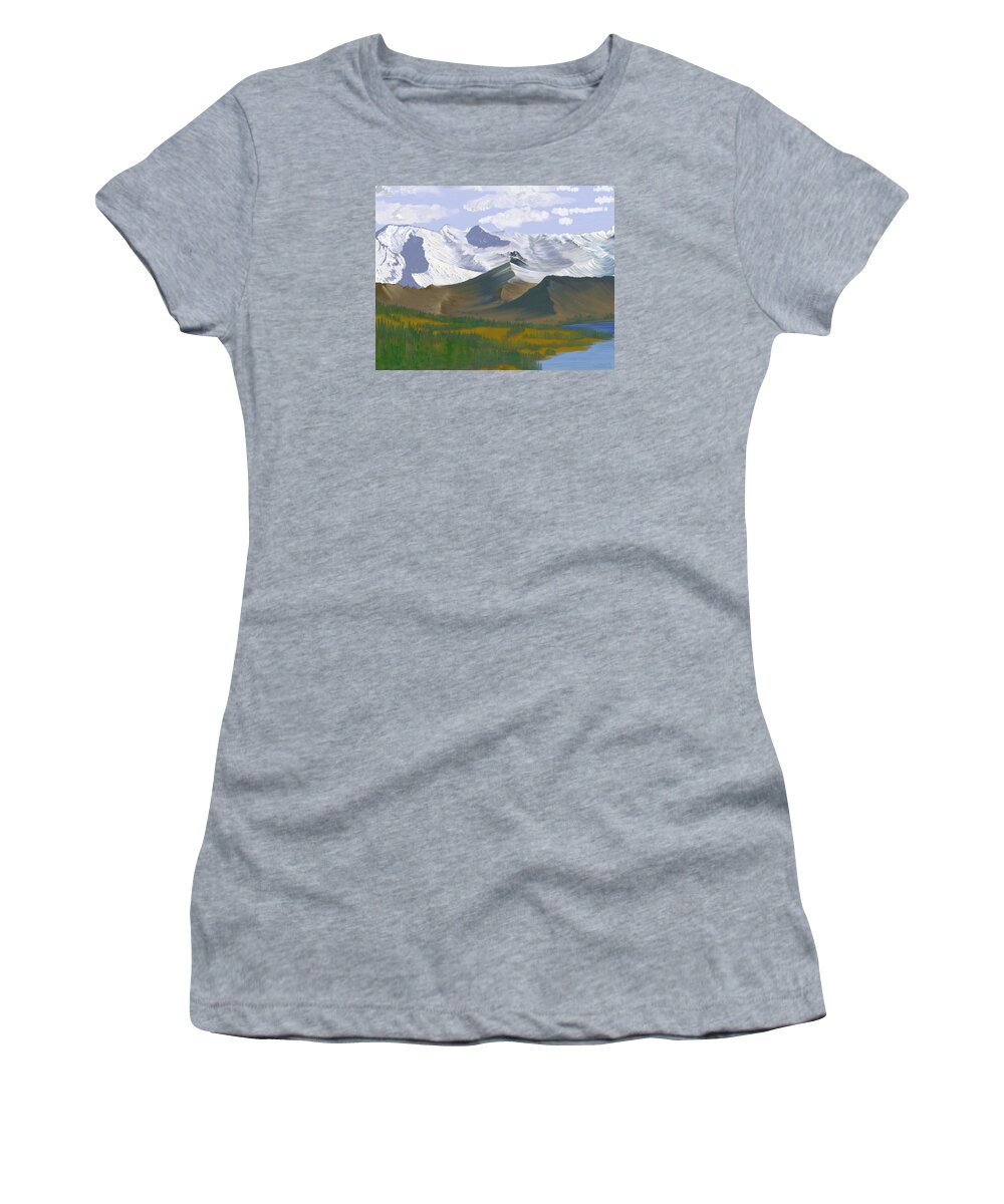 Landscape Women's T-Shirt featuring the digital art Canadian Rockies by Terry Frederick
