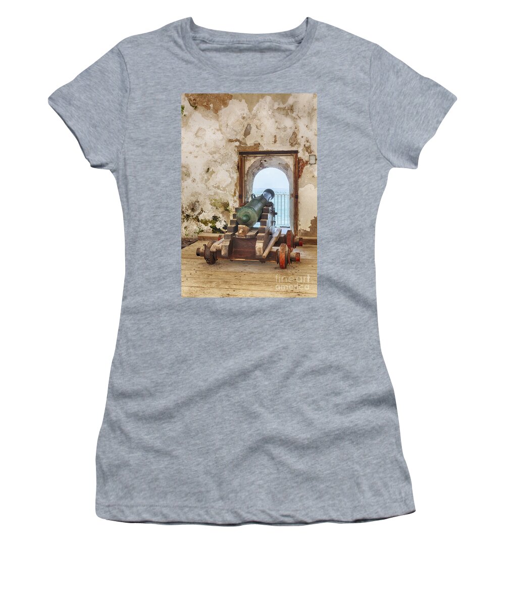 Ammunition Women's T-Shirt featuring the photograph Cannon At Fort San Felipe Del Morro by Bryan Mullennix