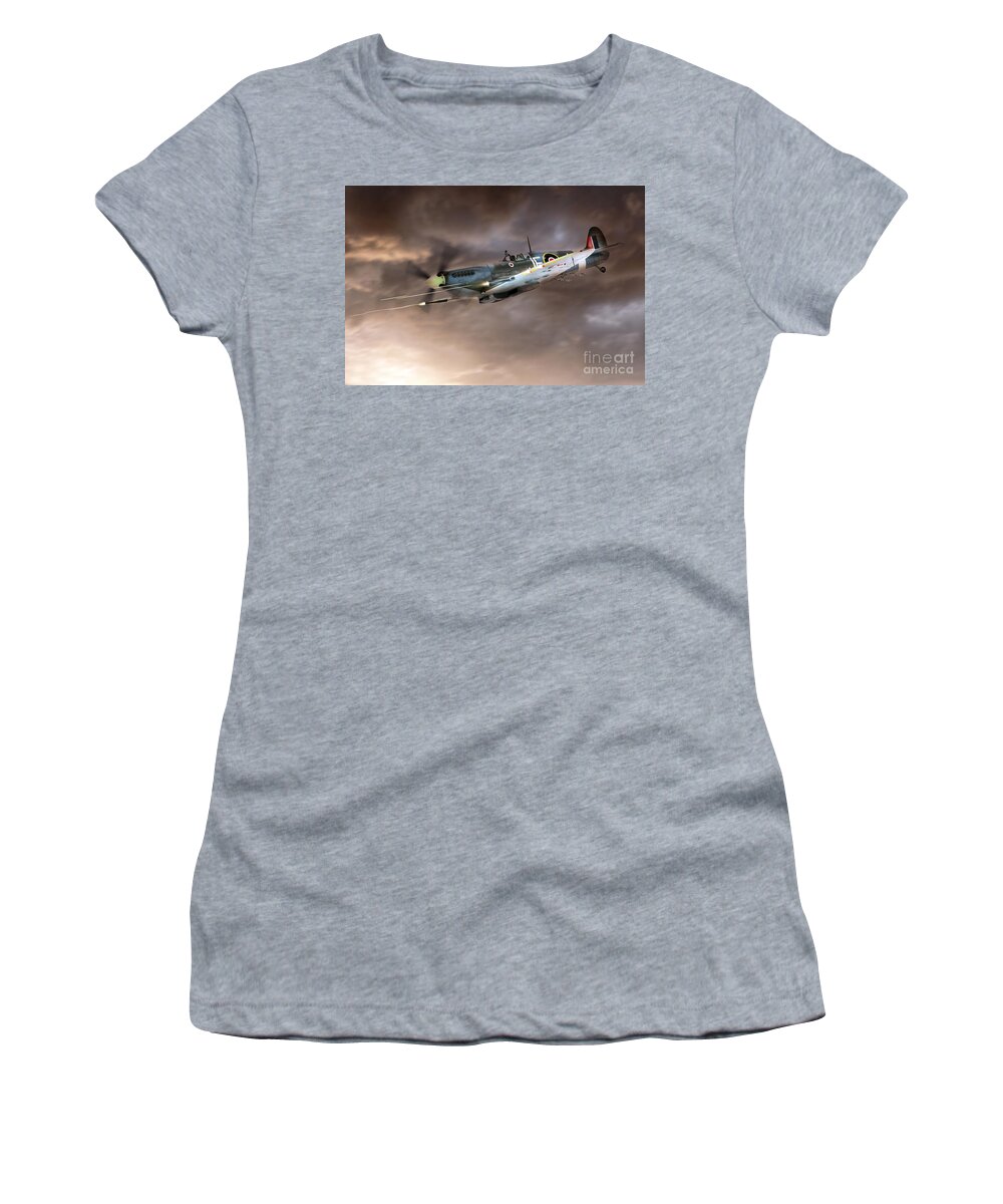 Supermarine Spitfire Women's T-Shirt featuring the digital art Cannons Blazing by Airpower Art