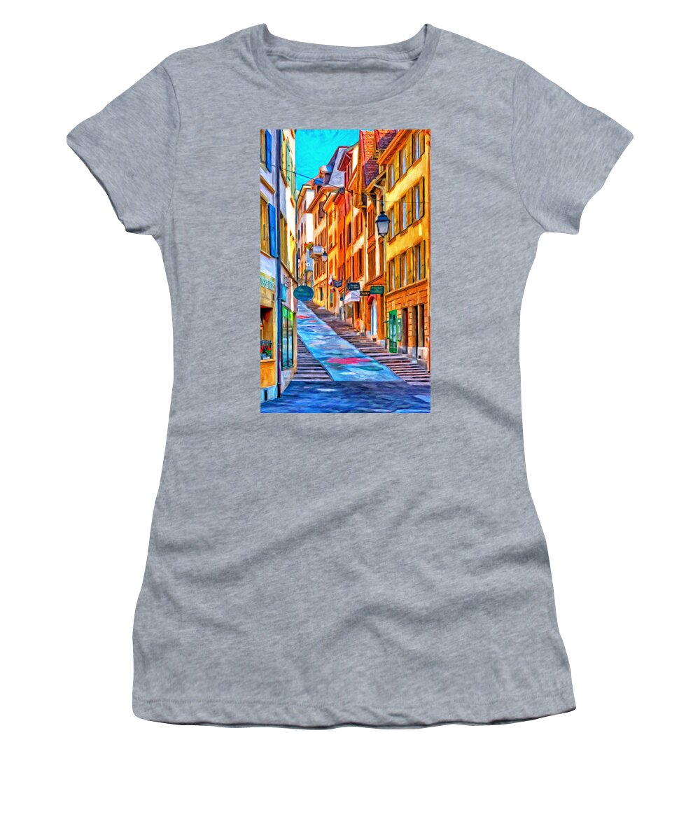 Europe Women's T-Shirt featuring the painting Canton of Neuchatel by Michael Pickett