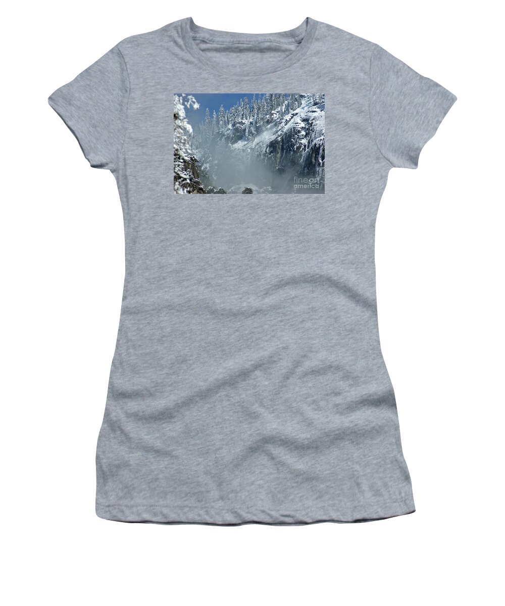Mist Women's T-Shirt featuring the photograph Canyon Mist near Half Dome by Christine Jepsen