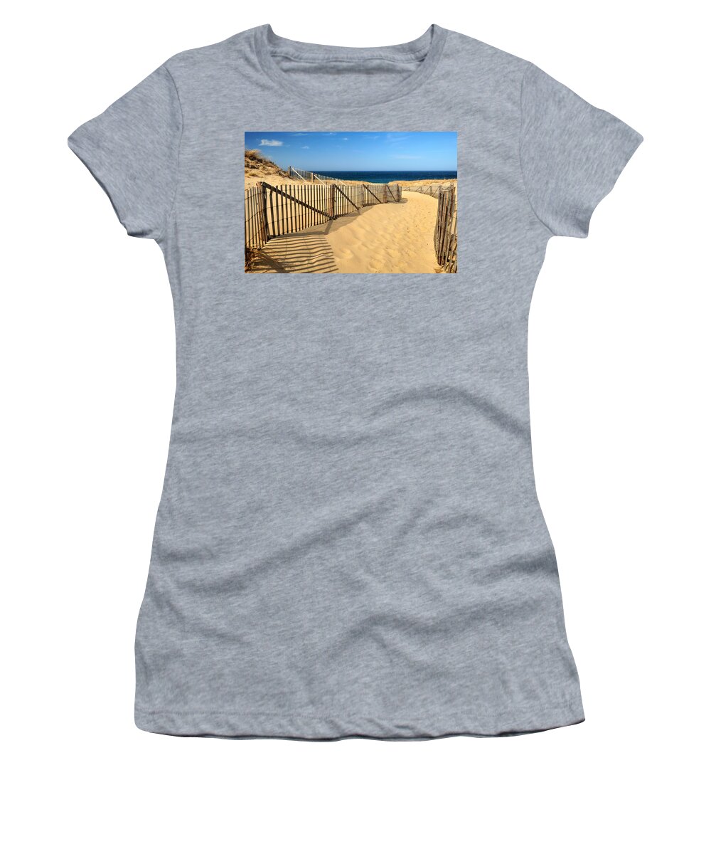 The World's Best Women's T-Shirt featuring the photograph Cape Cod Beach by Mitchell R Grosky