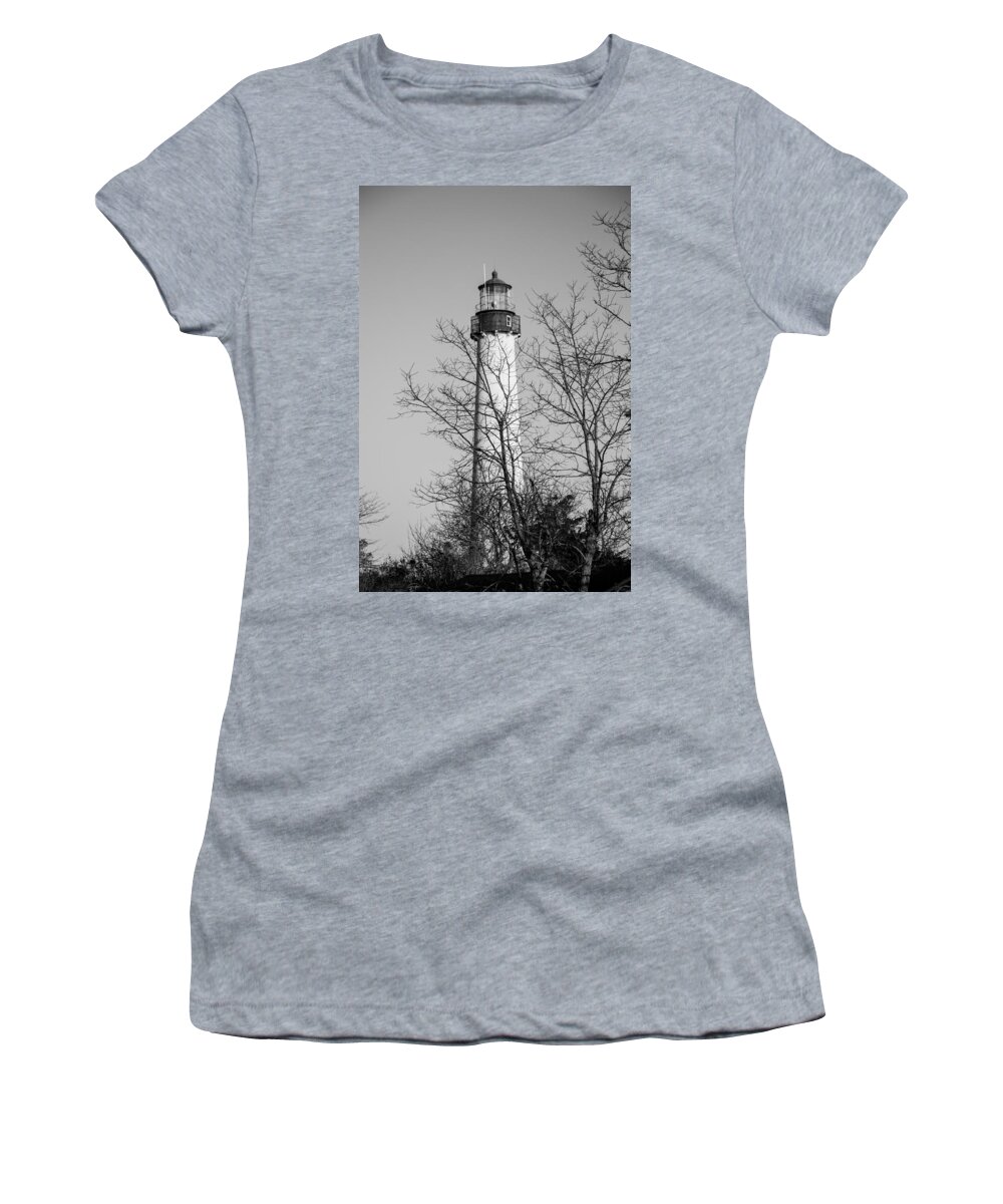 Cape May Women's T-Shirt featuring the photograph Cape May Light b/w by Jennifer Ancker