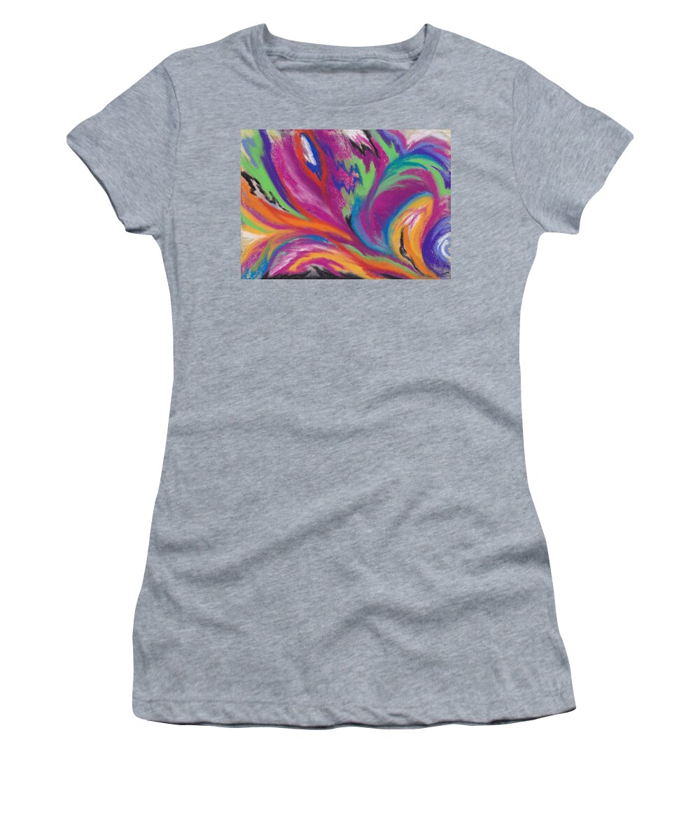 Colors Party Abstract Swirl Confetti Women's T-Shirt featuring the pastel Carnivale by Brenda Salamone