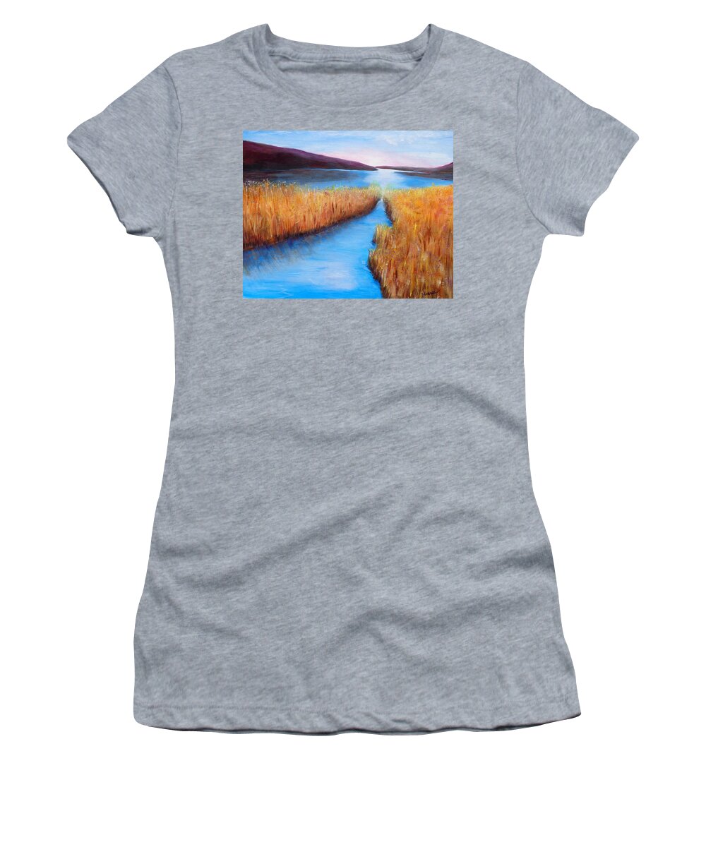 Pond Reflections Painting Women's T-Shirt featuring the painting Carolina Country Marsh by Deborah Naves