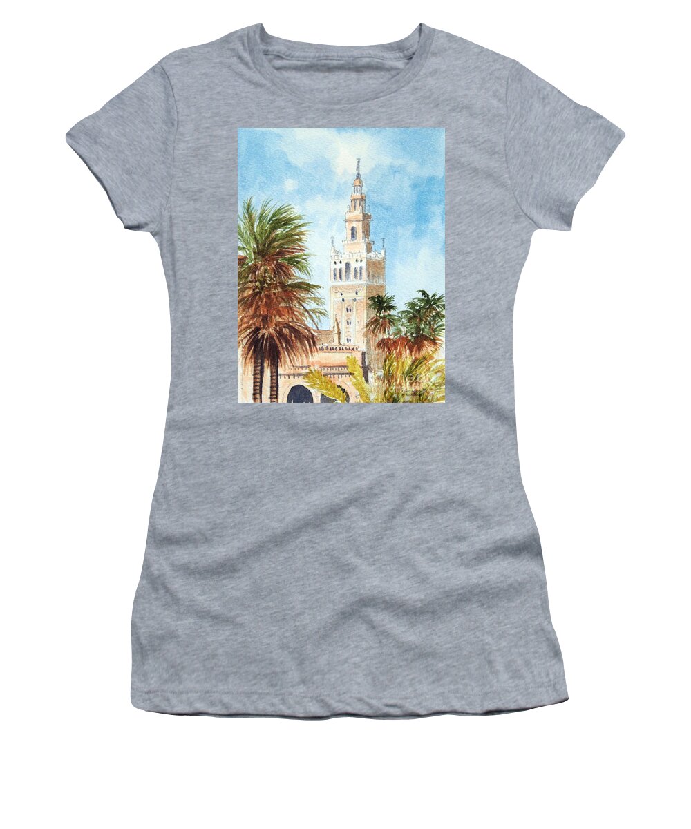 Catedral De Sevilla Women's T-Shirt featuring the painting Catedral de Sevilla by Bill Holkham