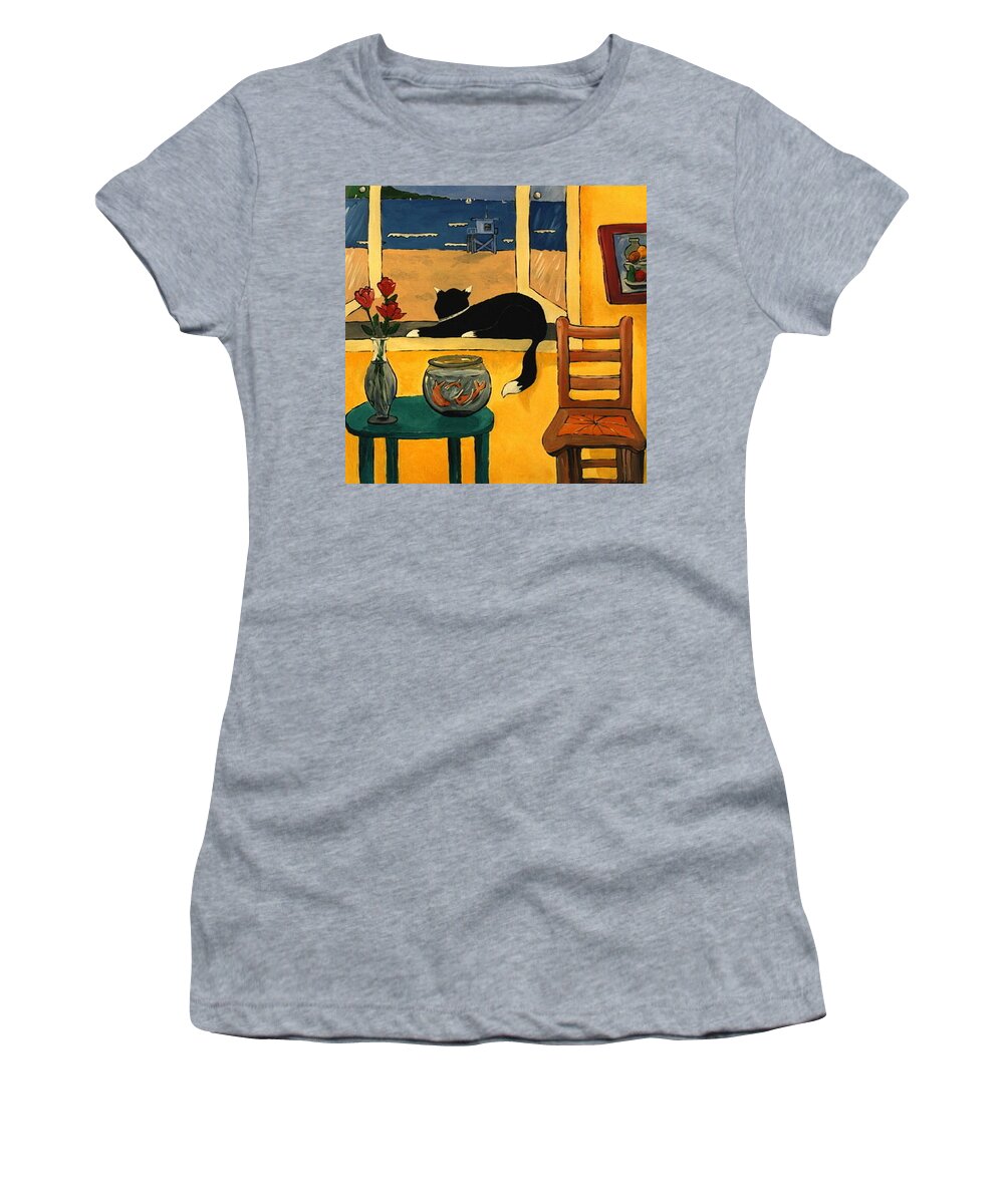 Cats Women's T-Shirt featuring the painting Cats Eye View by Lance Headlee