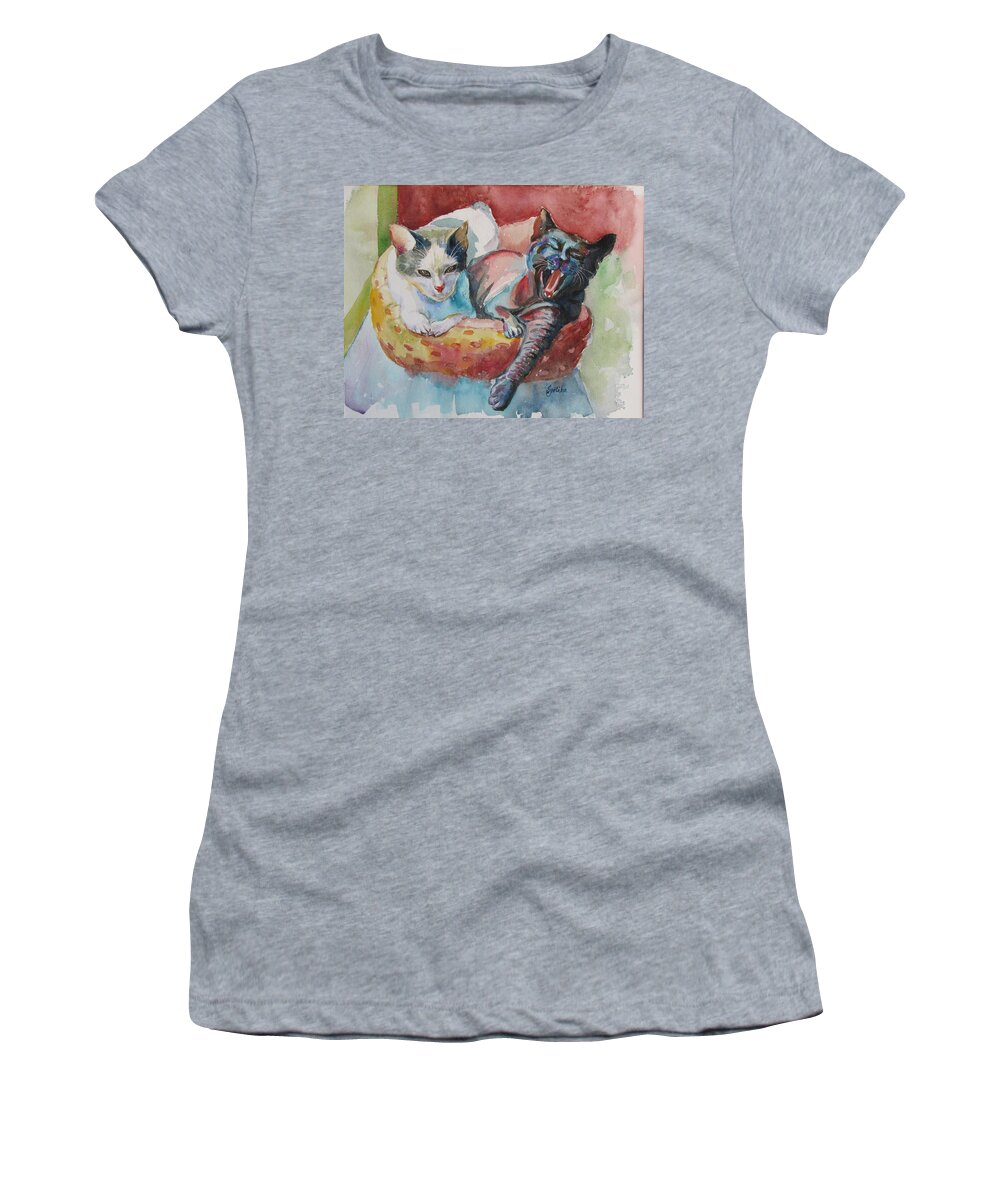 Cats Women's T-Shirt featuring the painting Jack and Neela by Jyotika Shroff