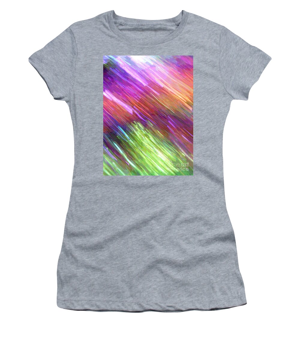Mixed Media Series Depicting My Conception Of The Afterlife Journey To Eternity As A Chromatic Kaleidoscope Of Celeritas (the C In E=mc2 Women's T-Shirt featuring the mixed media Celeritas 17 by Leigh Eldred