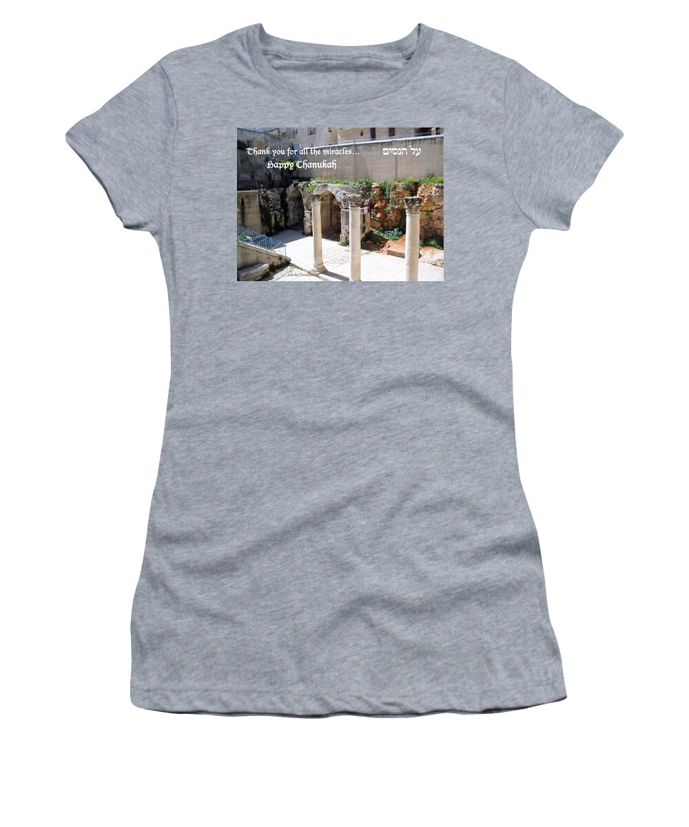 Chanukah Women's T-Shirt featuring the photograph Chanukah Cardo Jerusalem by Linda Feinberg