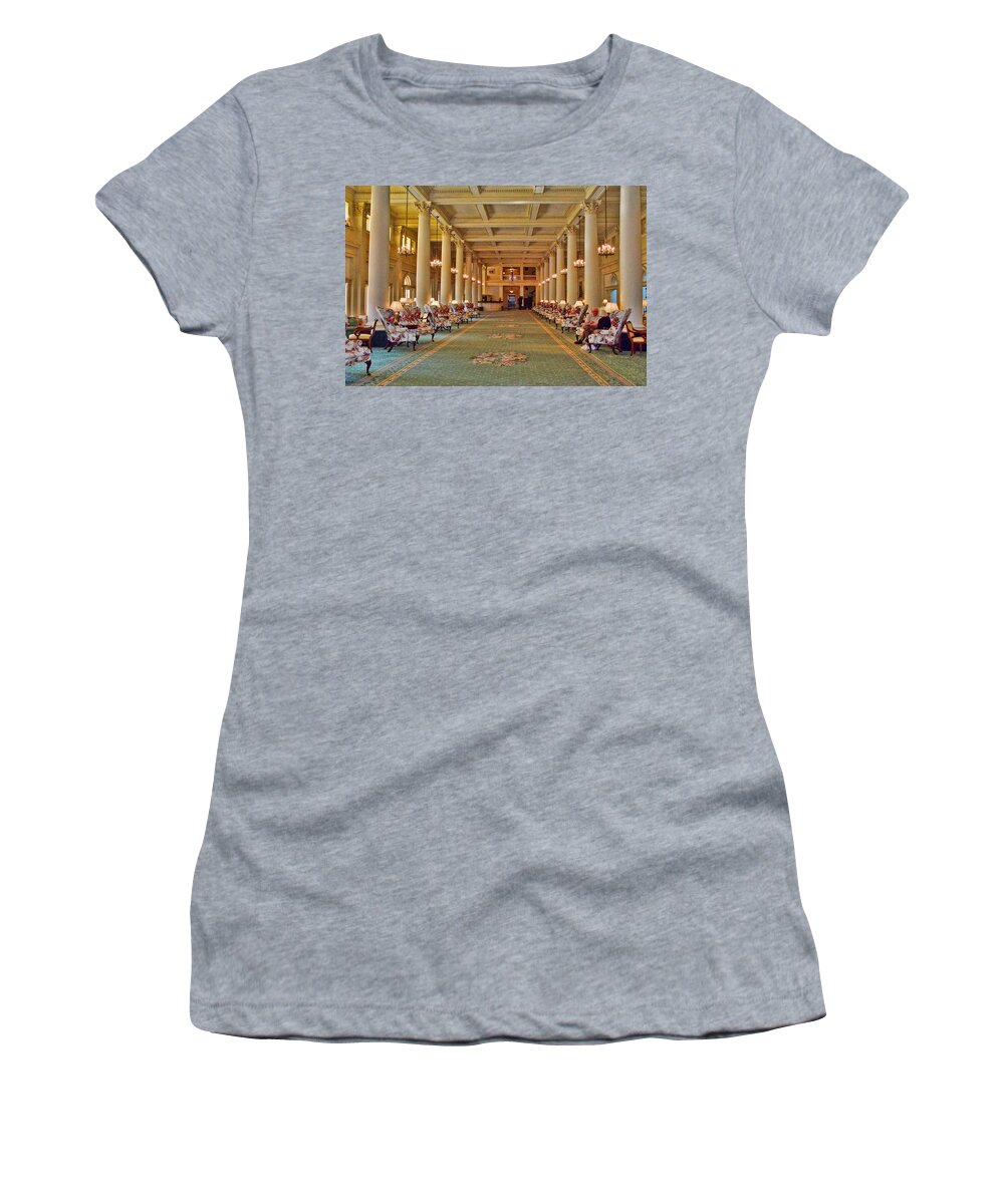 Wright Women's T-Shirt featuring the photograph Checkers In The Homestead Lobby by Paulette B Wright