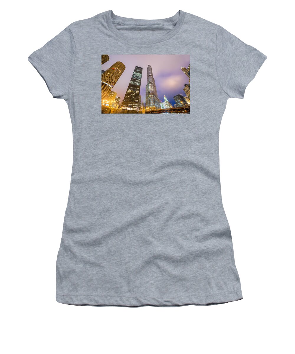 Chicago Women's T-Shirt featuring the photograph Chicago at Night by Jess Kraft