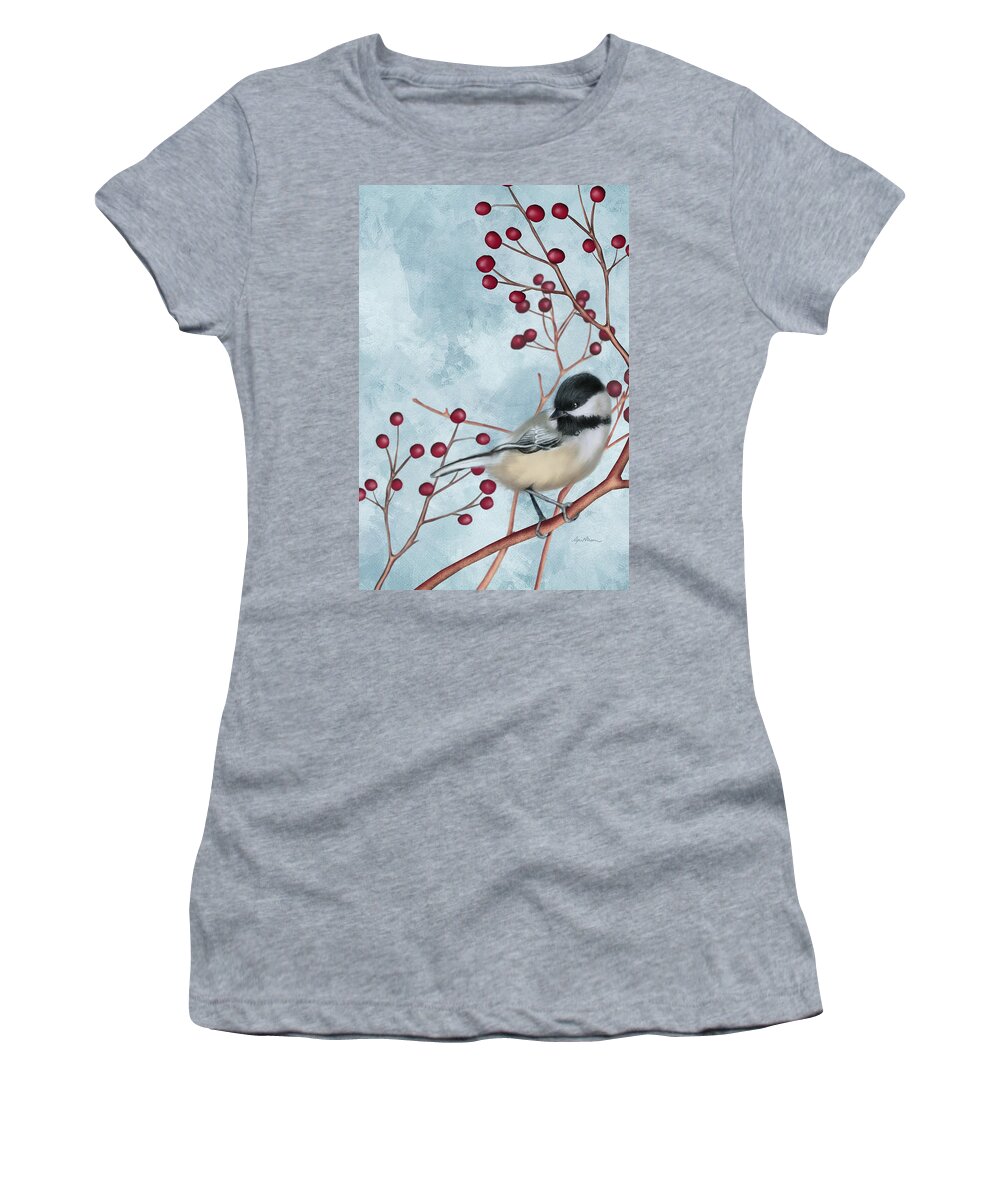 Chickadee Women's T-Shirt featuring the digital art Chickadee I by April Moen