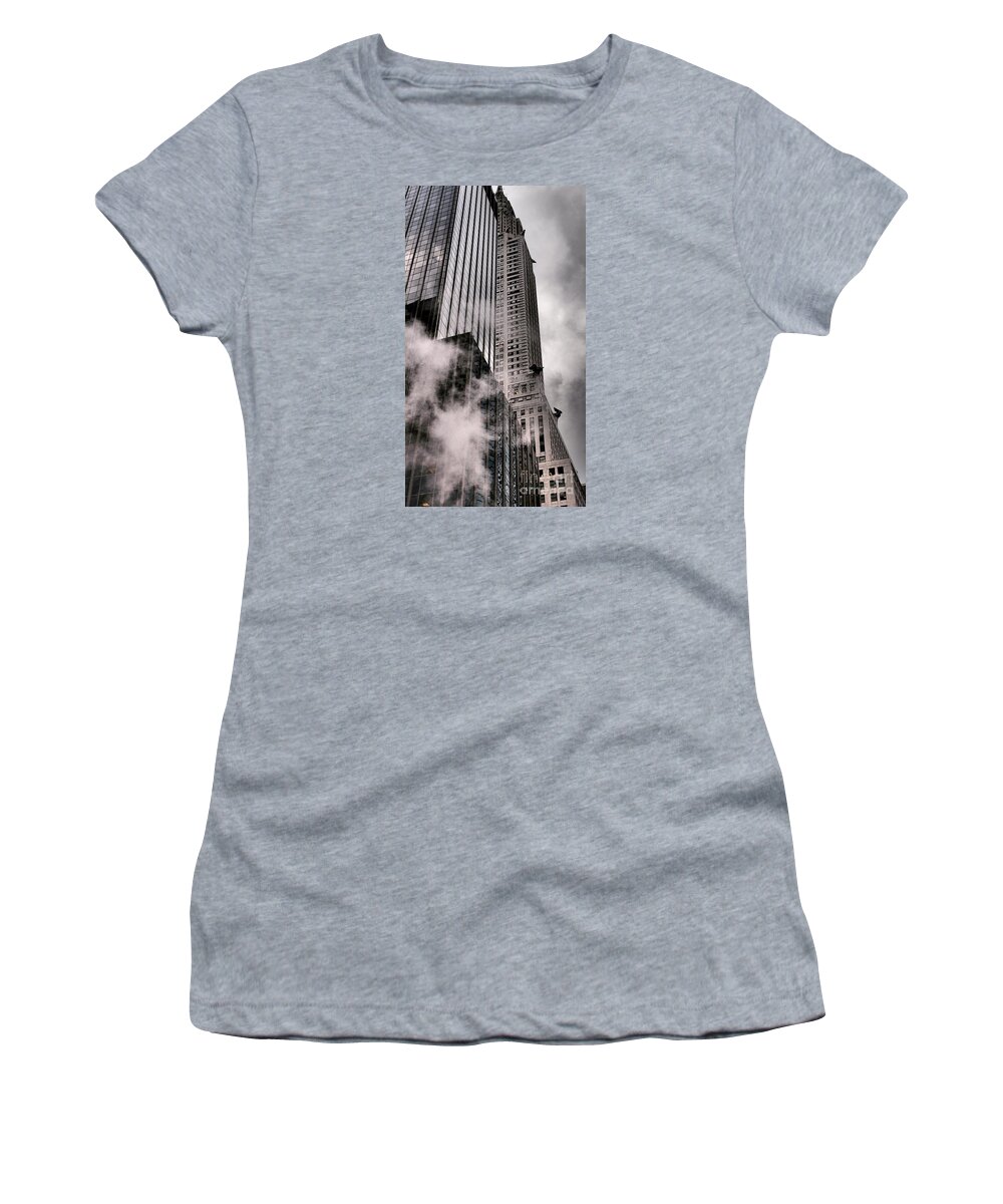Chrysler Building Women's T-Shirt featuring the photograph Chrysler Building with Gargoyles and Steam by Miriam Danar
