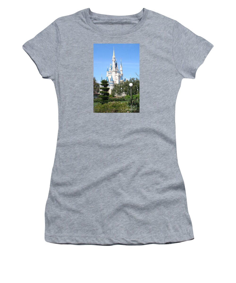 Cinderella Women's T-Shirt featuring the photograph Cinderella's Castle - Disney World Orlando by Shelley Overton