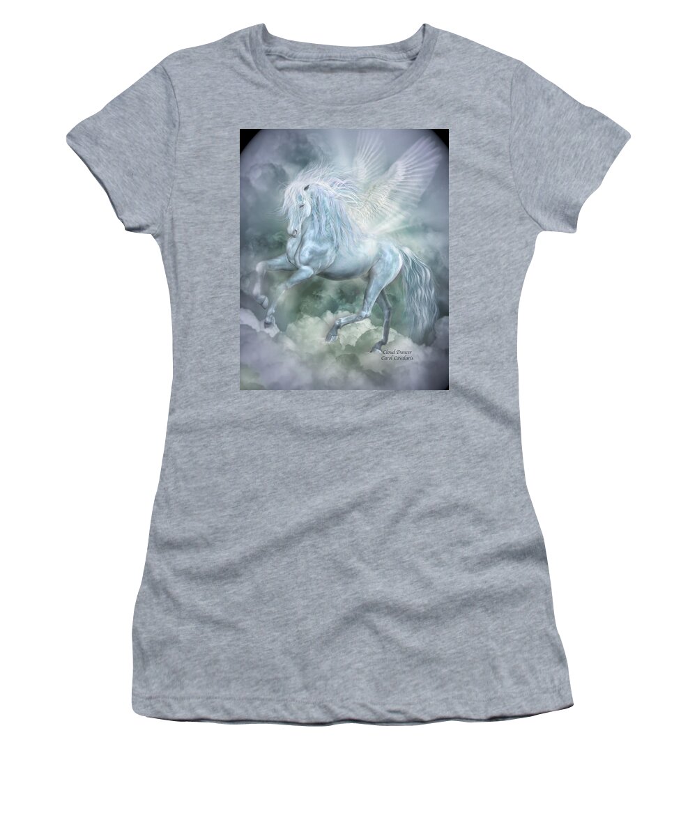 Pegasus Women's T-Shirt featuring the mixed media Cloud Dancer by Carol Cavalaris