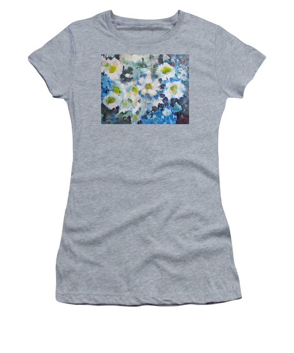 Daisies Women's T-Shirt featuring the painting Cluster of Daisies by Richard James Digance