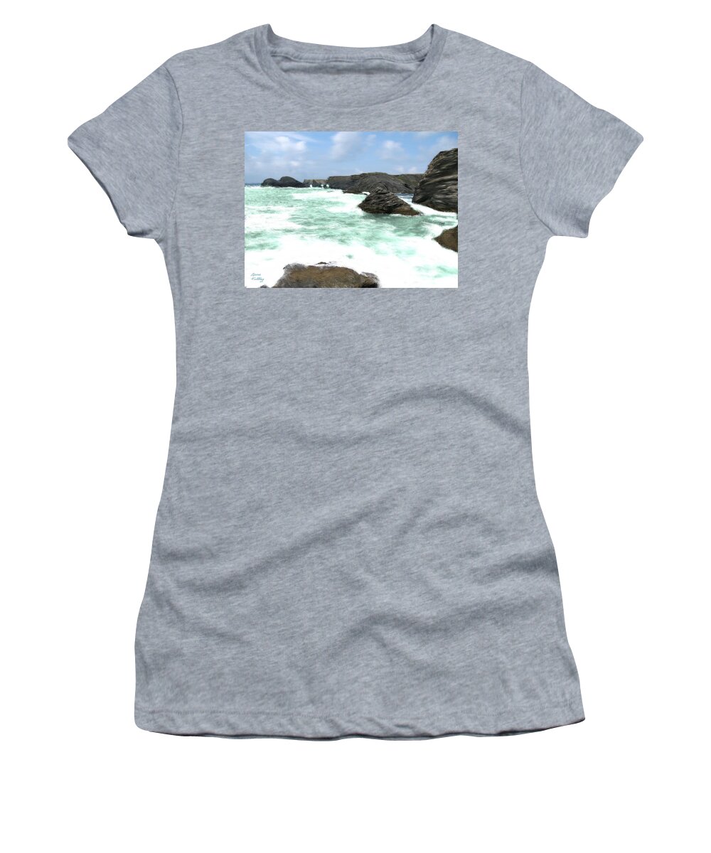 France Women's T-Shirt featuring the painting Coast of Belle Il Bretagne France by Bruce Nutting