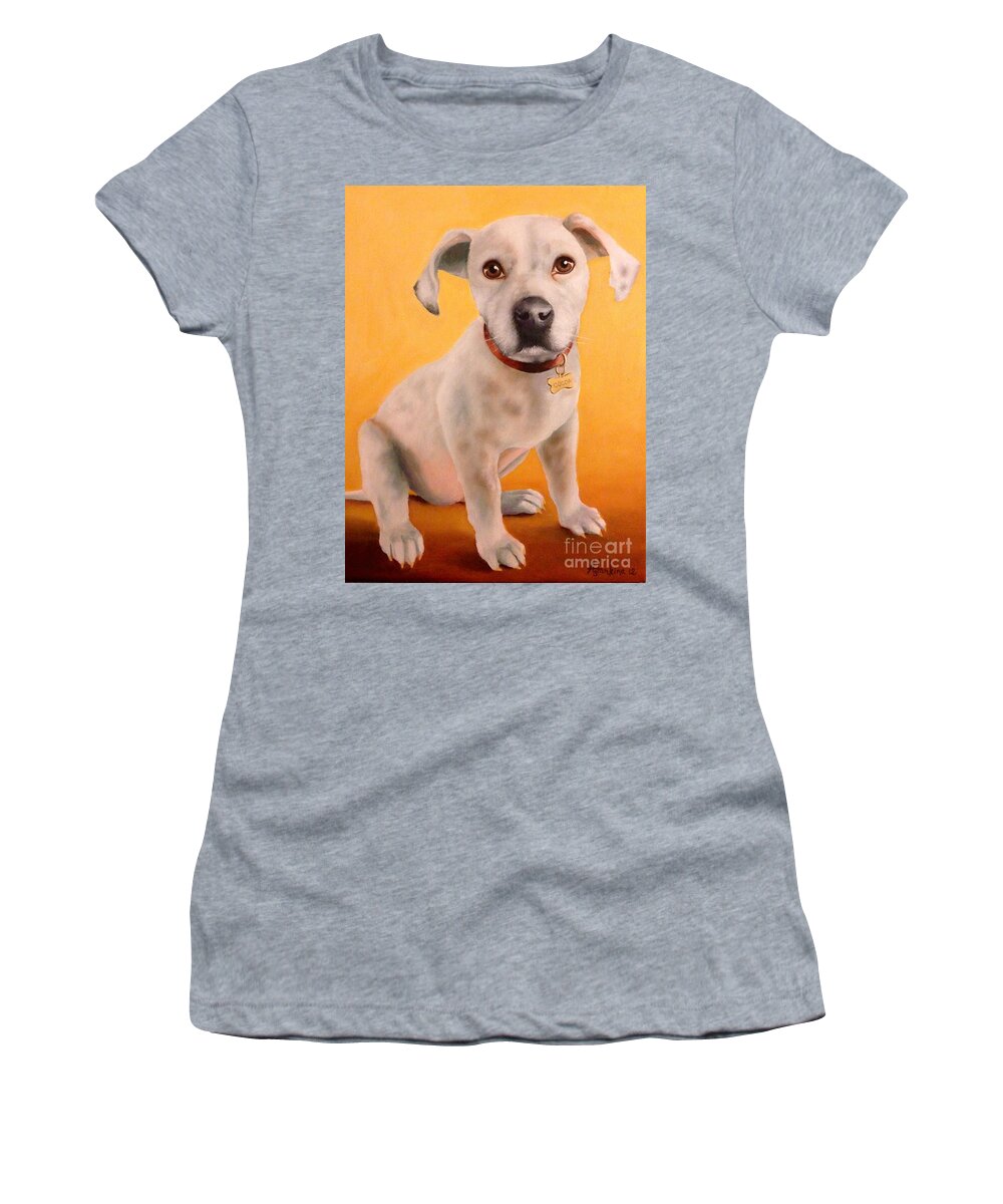 Puppy Print Painting Women's T-Shirt featuring the painting Cocoa by Natalia Astankina